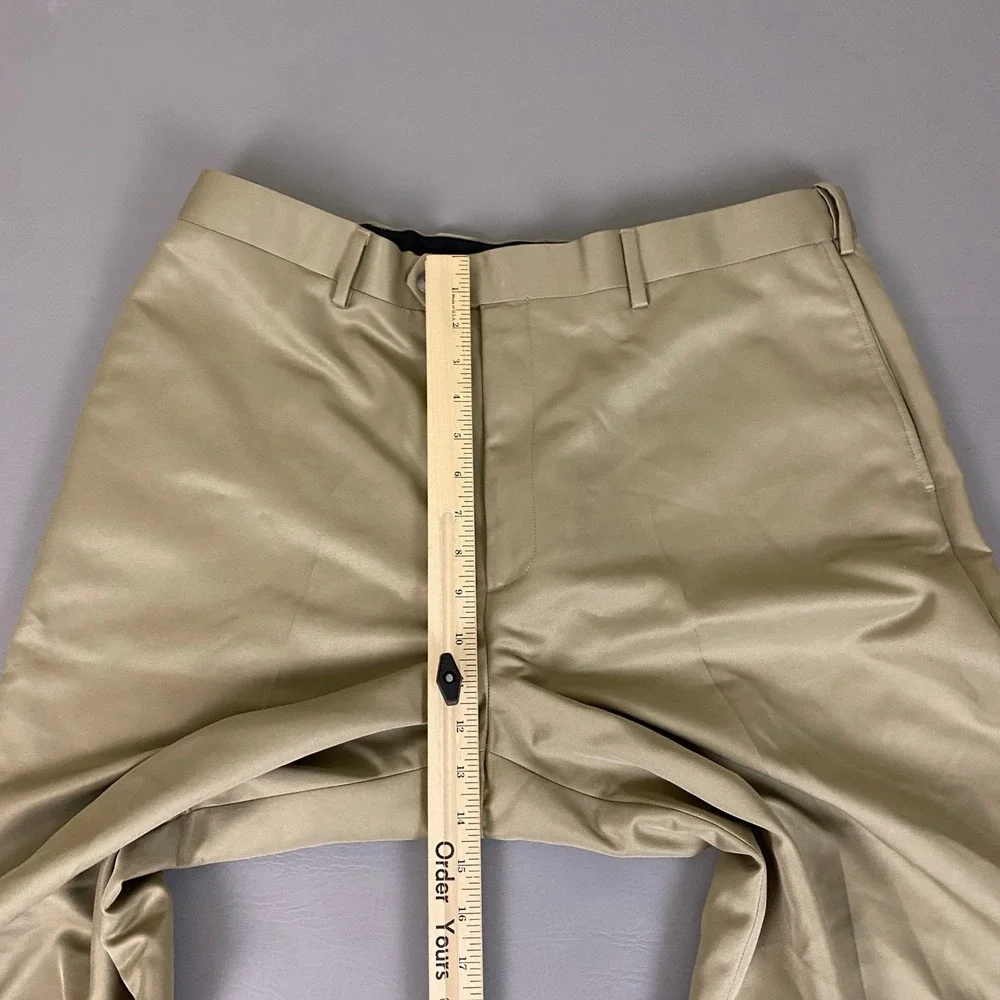 Croft & Barrow Dress Pants Mens Size 38x30 Khaki Tan‎ Flat Front 100% Polyester